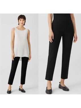 Eileen Fisher Washable Stretch Crepe Pant Black Size Medium